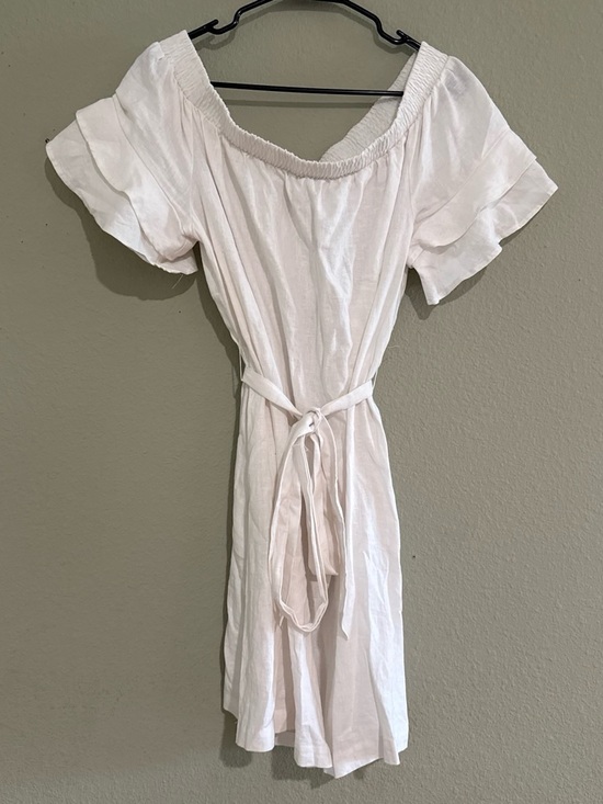 New York & Company Dresses & Skirts - New York & Company Pale Pink Off-Shoulder Tie-Waist Mini Dress